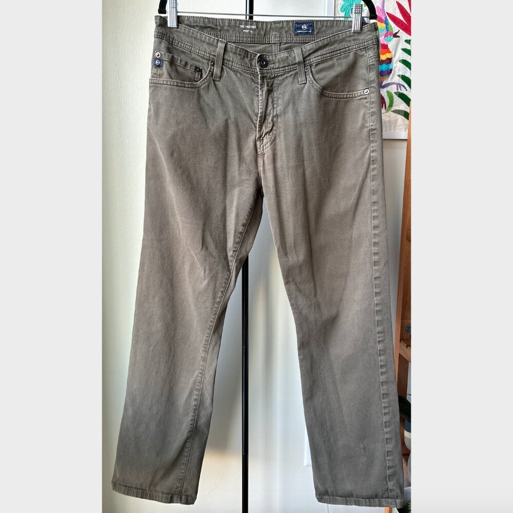 AG Adrian Goldschmied The Protege Straight Leg in a Dark Olive Green- Size 33X32